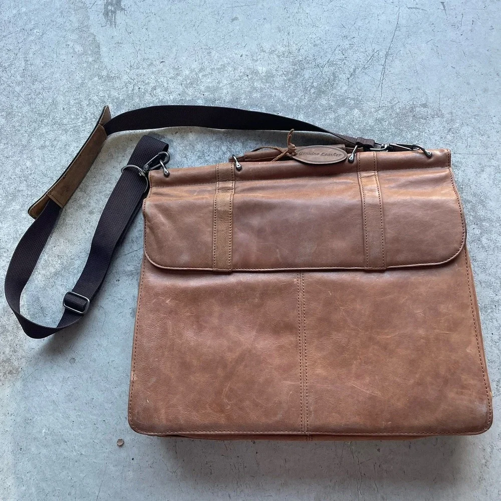 Wilson Genuine Leather Messenger Brown Sling Leather Briefcase Laptop Bag